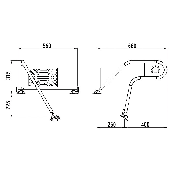 Стойка рулевая с креплением на баллон надувной лодки 25мм в Анапе